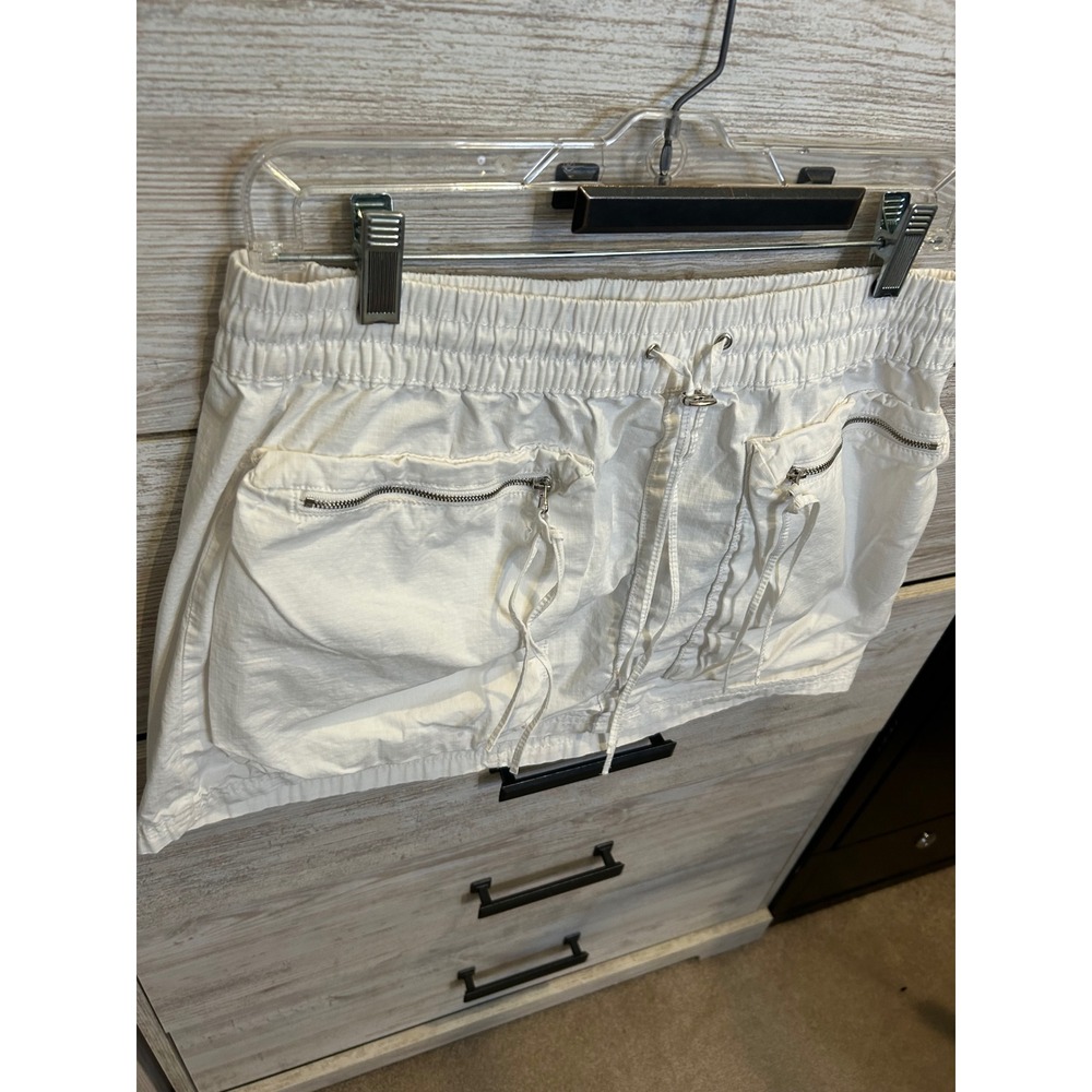 Zara White Cargo Mini Skirt Elastic Waist Utility Gorpcore Pockets Large - Picture 3 of 6